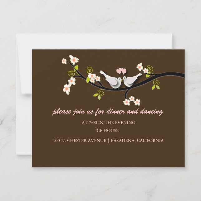PixDezines doves/love birds/diy background colour! Invitation (Front)