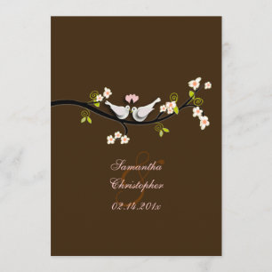 PixDezines doves/love birds/diy background colour! Invitation