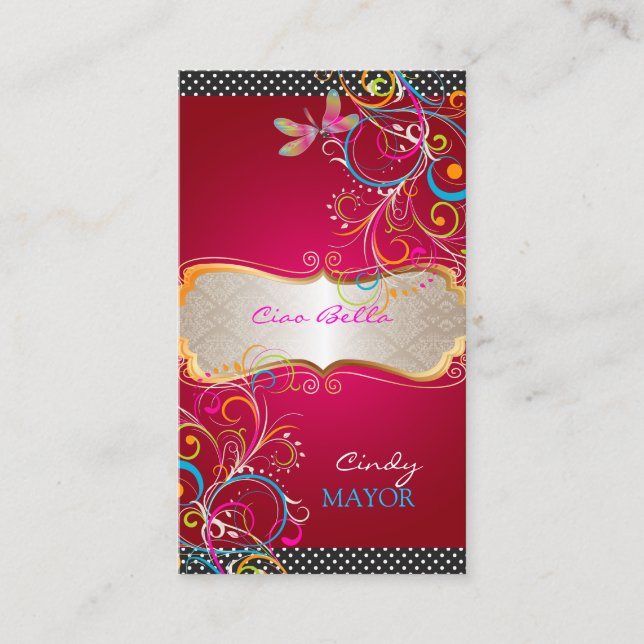PixDezines Dragonflies/Ruby Red Business Card (Front)