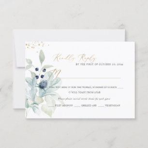 PixDezines Dusty Blue Winter Cotton Cartes RSVP