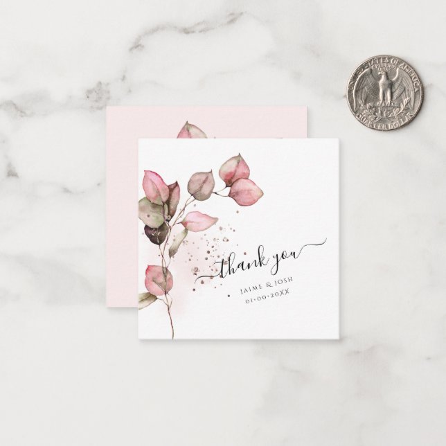 PixDezines Dusty Pink H2 Eucalyptus Branch Card (Front/Back In Situ)