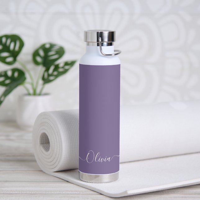 PixDezines Dusty Purple DIY Colour Monogram   Water Bottle (Yoga)
