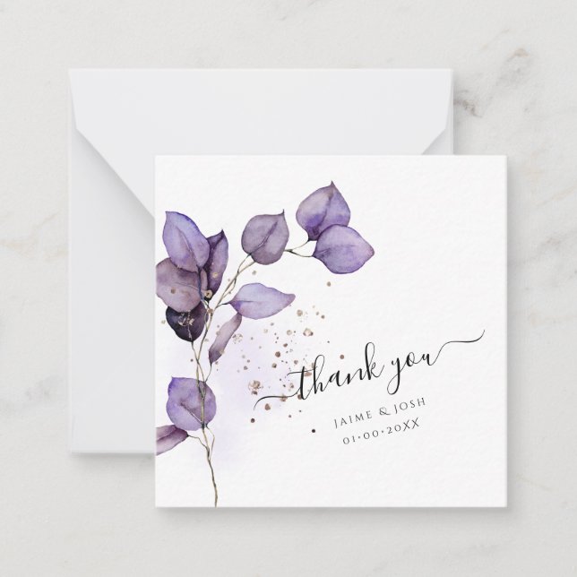 PixDezines Dusty Purple H2 Eucalyptus Branch Card (Front)