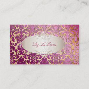 PixDezines dusty rose flora damask/faux parchment Business Card
