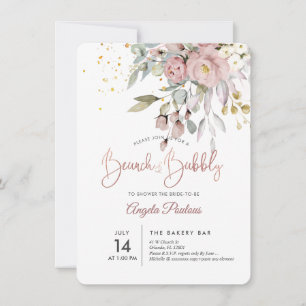 PixDezines Dusty Roses Eucalyptus Brunch+Bubbly Invitation