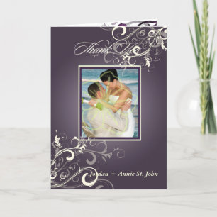 PixDezines Eggplant Spirls Photo Cartes de remerci