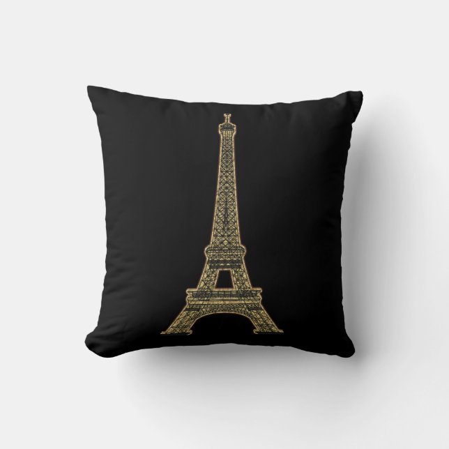 PixDezines eiffel tower/faux gold/DIY colour Throw Pillow (Front)