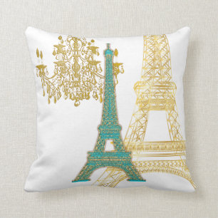 PixDezines eiffel tower/faux gold/DIY colour Throw Pillow
