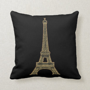 PixDezines eiffel tower/faux gold/DIY colour Throw Pillow