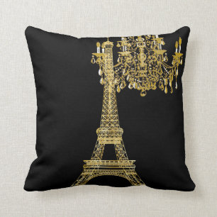 PixDezines eiffel tower/faux gold/DIY colour Throw Pillow