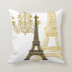 PixDezines eiffel tower/faux gold/DIY colour Throw Pillow