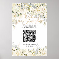 PixDezines Elegant Alabaster Ash Floral QR Seating