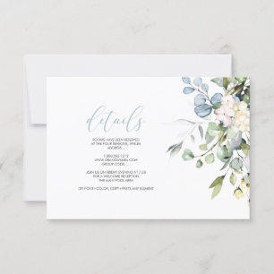 PixDezines Elegant Blue Gum Eucalyptus DETAILS Invitation
