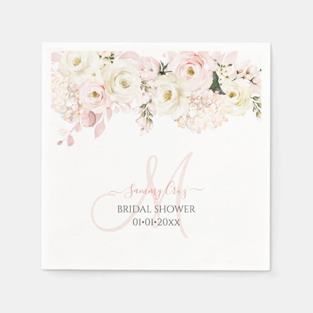 PixDezines Elegant Blush Hyde Cream Roses Napkins (Front)