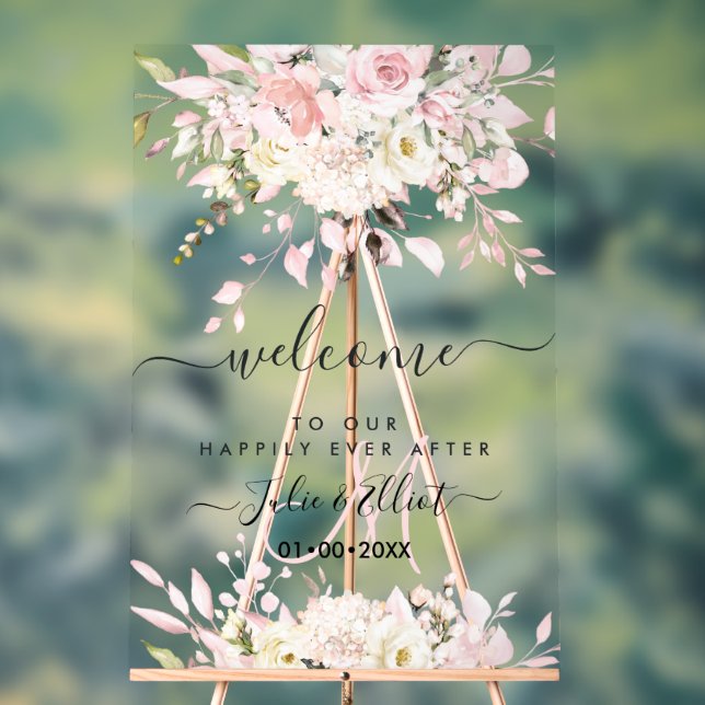 PixDezines Elegant Blush Pink Gum Eucalyptus Acrylic Sign (Neutral)
