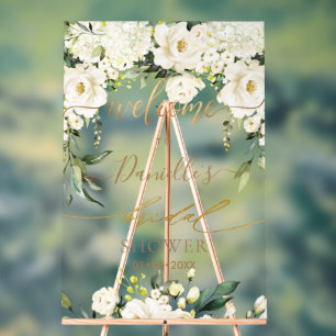 PixDezines Elegant Blush Pink Roses Anthuriums Acrylic Sign