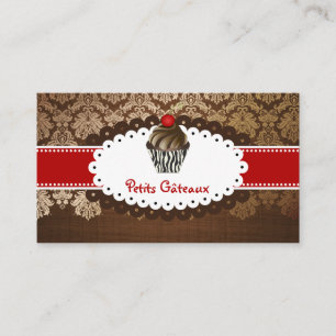 PixDezines elegant chocolate swirls cupcake Business Card