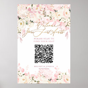 PixDezines Elegant Dusty Blush Hyde QR Seating Poster