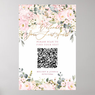 PixDezines Elegant Dusty Blush Hyde QR Seating Poster