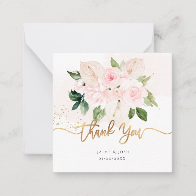 PixDezines Elegant H2 Pale Blush Pink Roses   Note Card (Front)