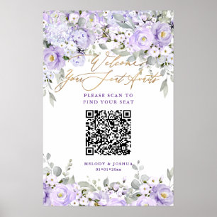PixDezines Elegant Purple Hyde QR Seating Poster