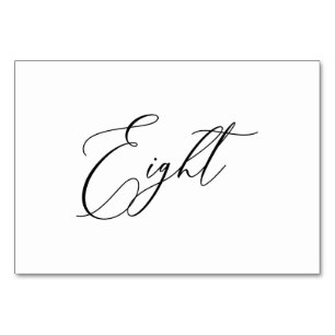 PixDezines Elegant Romantic Calligraphy Eight 8 Table Number