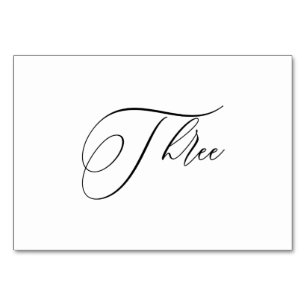 PixDezines Elegant Romantic Calligraphy Three 3 Table Number