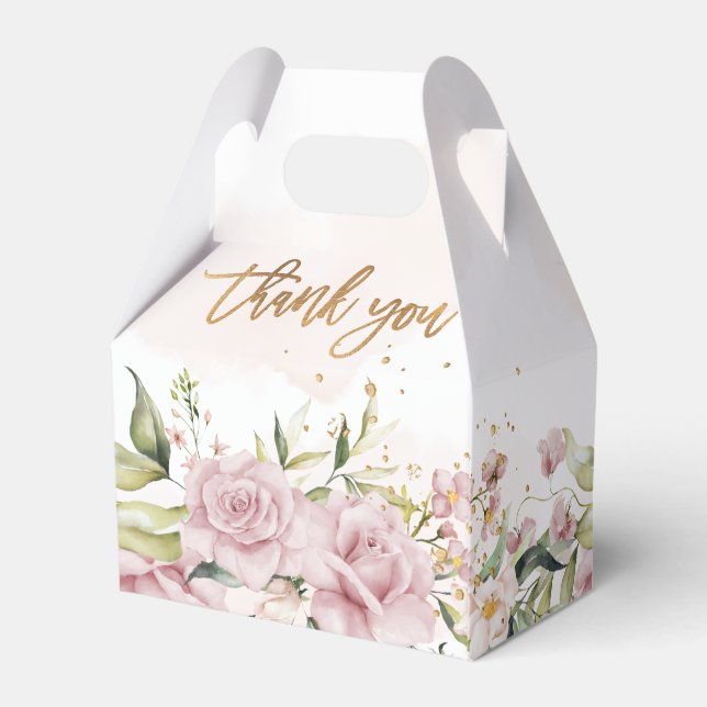 PixDezines Elegant Watercolor Dusty Pink Roses Favor Box (Back Side)