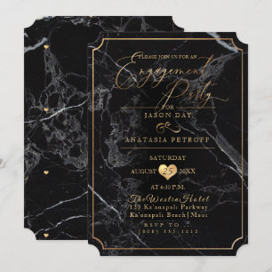 PixDezines Engagement Party Marble/Faux Gold Invitation