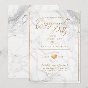 PixDezines Engagement Party Marble/Faux Gold Invitation