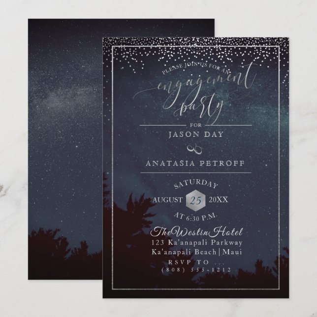 PixDezines Engagement Party Night Skly Invitation (Front/Back)