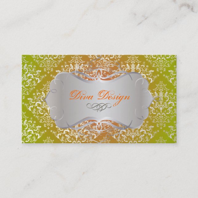 PixDezines Étienne Damask Business Card (Front)