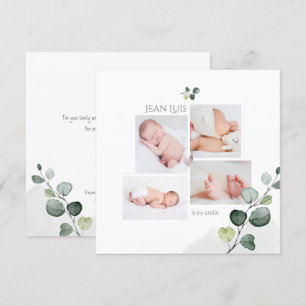 PixDezines Eucalyptus Simple Birth Announcement 