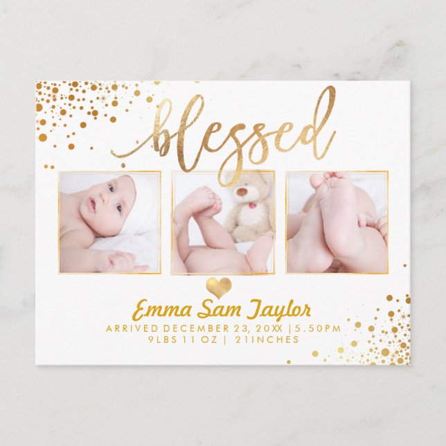 PixDezines Faire-part de naissance/Faux Gold (Devant)