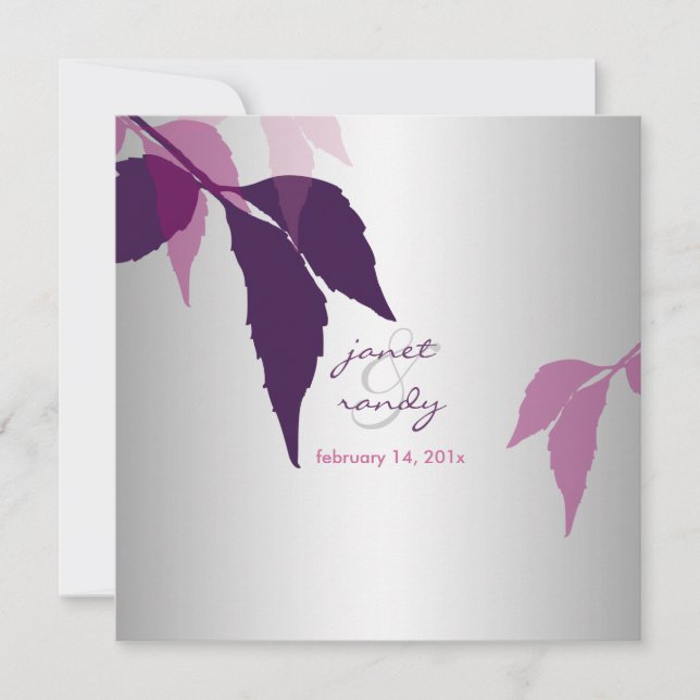 PixDezines fall foliage/eggplant/DIY background Invitation (Front)