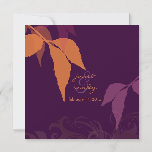 PixDezines fall foliage/eggplant/DIY background Invitation (Front)