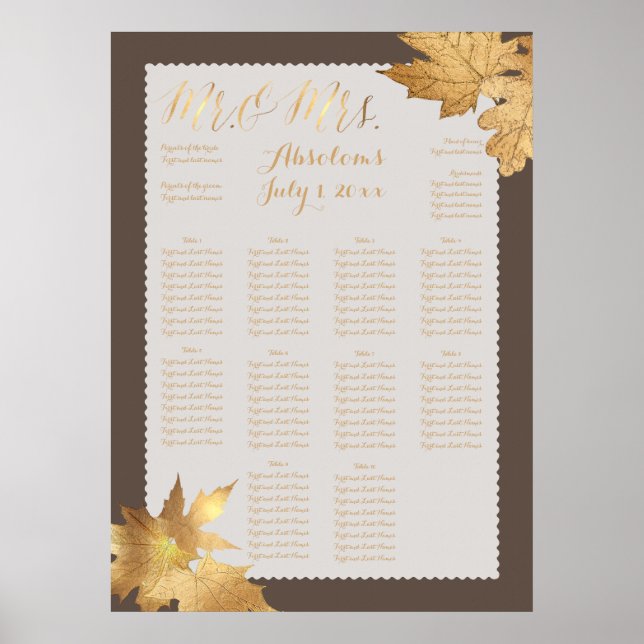 PixDezines Fall Foliage/Faux Gold/Seating Chart (Front)