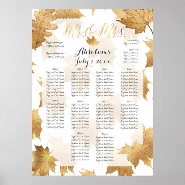 PixDezines Fall Foliage/Faux Gold/Seating Chart (Front)