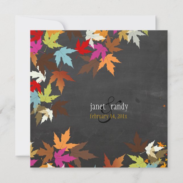 PixDezines fall/maple leaves/rustic chalkboard Invitation (Front)
