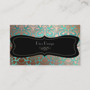 PixDezines faux copper flora damask/diy background Business Card
