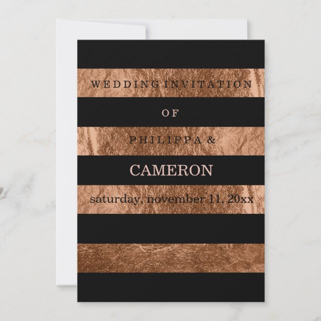 PixDezines faux copper foil stripes/DIY colour Invitation (Front)