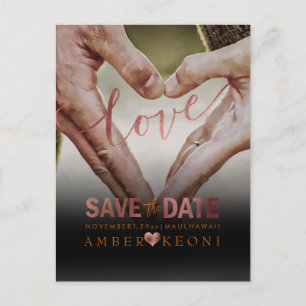 PixDezines Faux Copper Save the Date/Heart Announcement Postcard