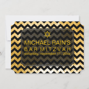 PixDezines faux foil/chevron bar mitzvah Invitation