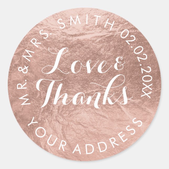 PixDezines faux foil/Rose Gold/thanks/DIY text Classic Round Sticker (Front)