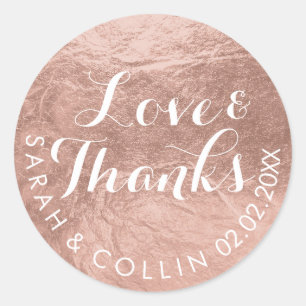 PixDezines faux foil/Rose Gold/thanks/DIY text Classic Round Sticker