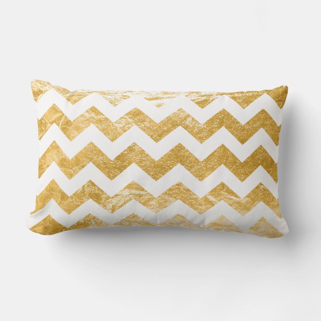 PixDezines faux foil/silver/gold/chevron pattern Lumbar Pillow (Front)