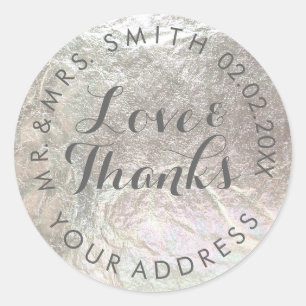 PixDezines faux foil/Silver/thanks/DIY text Classic Round Sticker