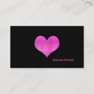 PixDezines Faux Glitter Hot Pink Heart Business Card