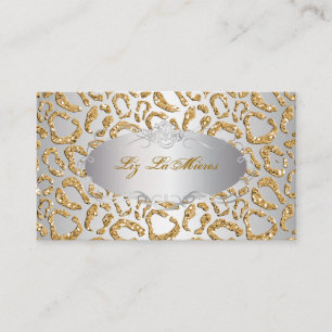 PixDezines faux glitter jaguar/faux silver Business Card
