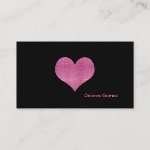 PixDezines Faux Glitter Raspberry Pink Heart Business Card